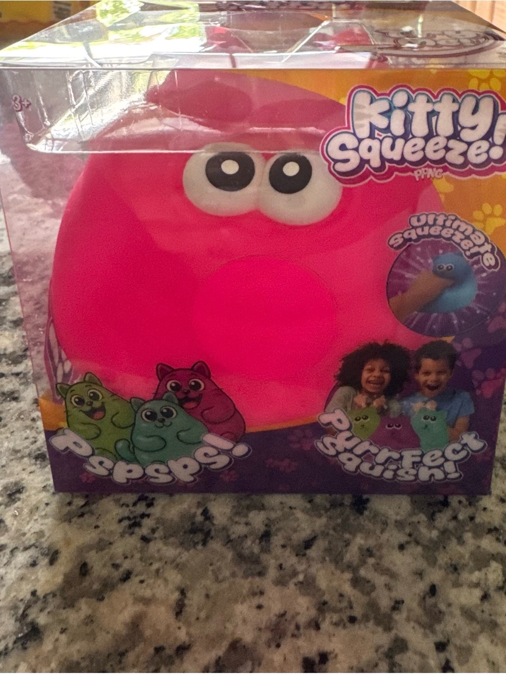 Squeeze Kitty Squeeze Plush Toy - Bright Pink